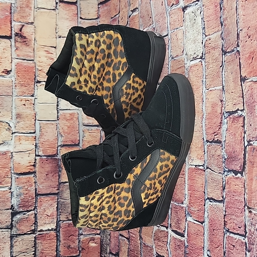 VANS LEOPARD HITOP WEDGES WOMEN SIZE 7.5 GUC
